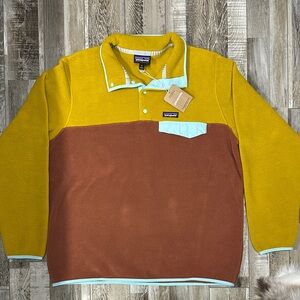 Patagonia Mustard and Rust Synchilla Fleece Pullover NWT